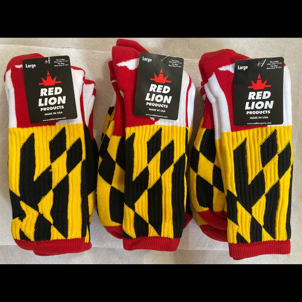 Maryland socks size Large. New never worn with original tags. Sold as a bundle.